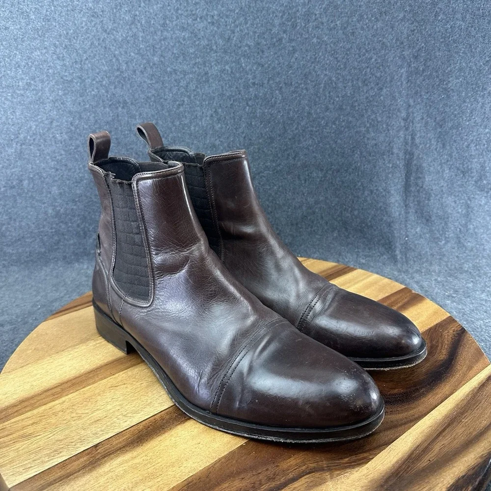 Roberto Cavalli Chelsea Boots Leather 6237 Brown Men's Size 44 MSRP $249